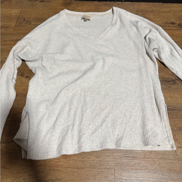 Cream V-Neck Ribbed Sweater - Picture 1 of 5